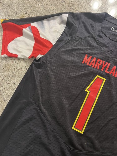 Maryland Terrapins #1 Under Armour Black Football NCAA Jersey Size Medium - Picture 11 of 11