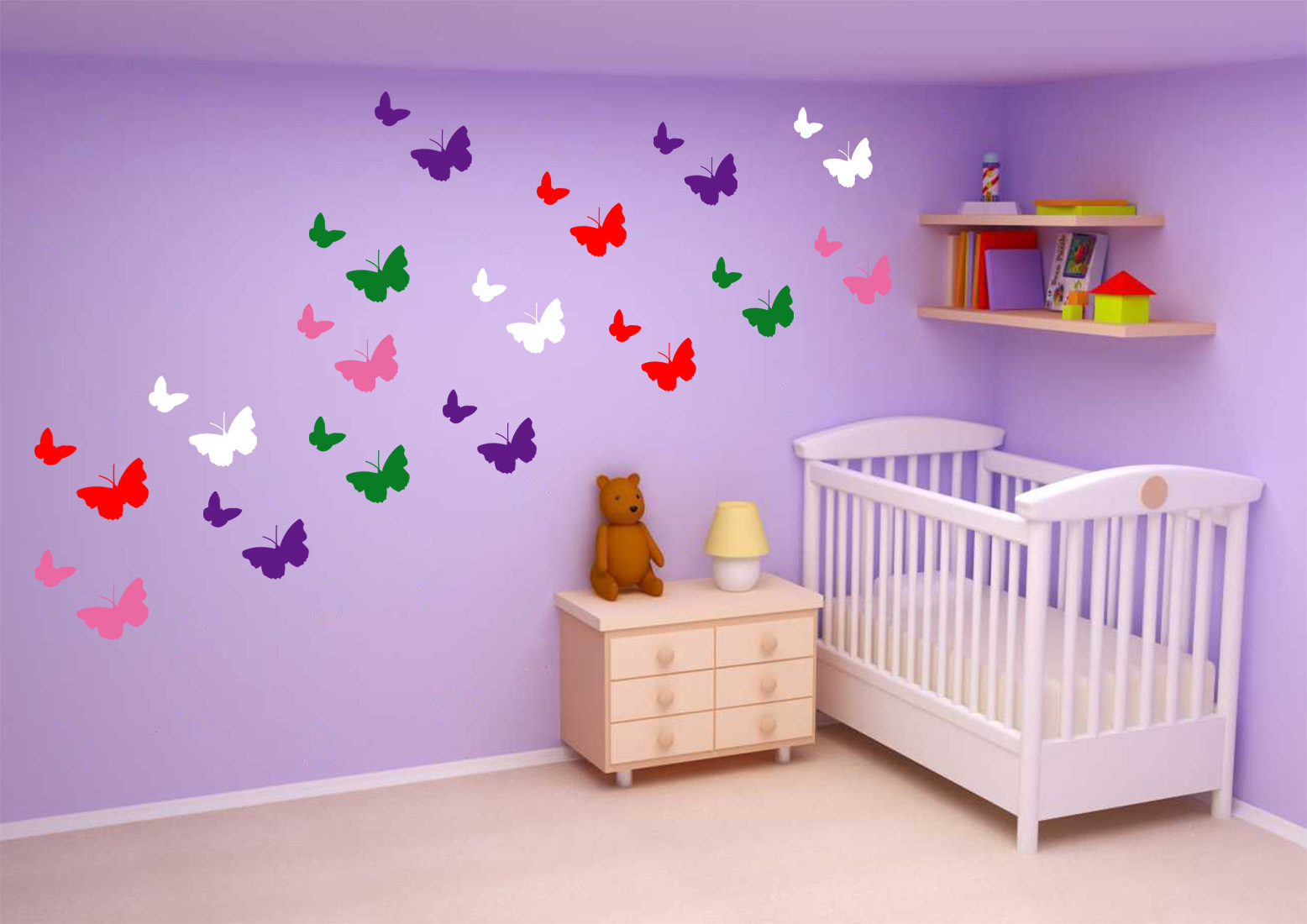 24 X Butterfly Wall Stickers Children Nursery Kids Room Decals UK
