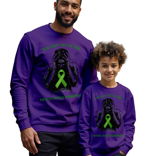 Mens Kids Green Ribbon Mental Health Awareness Sweatshirt Jumper Anxiety 2#MHA - Picture 23 of 29