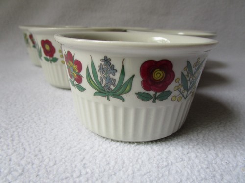Villeroy&Boch V&B Luxembourg Keramik 6 Souffle Förmchen florales Motiv wie neu - Picture 4 of 6