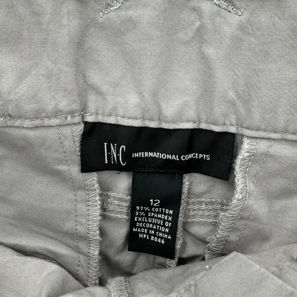 Pantalones Cortos INC Para Mujer Talla 12 Puños Gris Carga Cristal Botones Caminar Ciudad NUEVO Foto 4 de 4