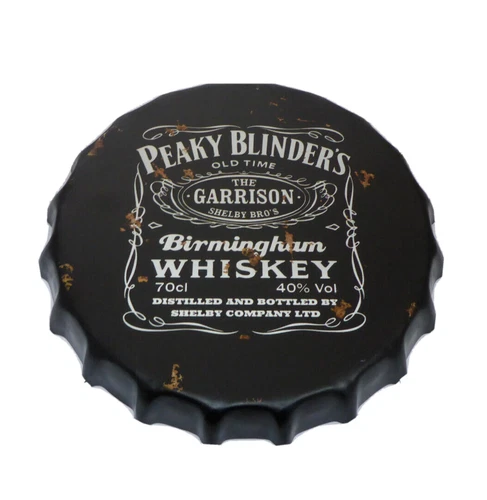 Bouchon supérieur bouteille Peaky Blinders vintage rétro panneau présentoir mural métal whisky 30 cm