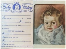 Vintage Baby Birth Announcement Baby's First Card Photo Holder Picture Frame