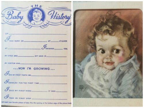 Vintage Baby Birth Announcement Baby's First Card Photo Holder Picture Frame - Picture 1 of 12