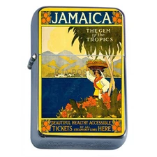 Vintage Poster D163 Flip Top Oil Lighter Wind Resistant Flame Jamaica Tropics