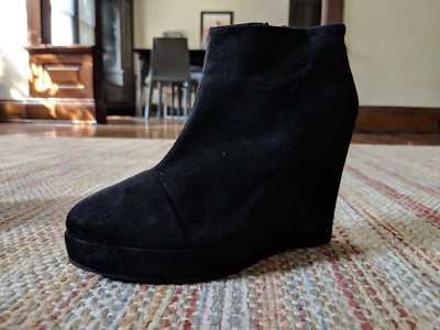 Suede Wedge Booties, Black Suede Mango Boots, US 6.5 EUR 37, Excellent Condition