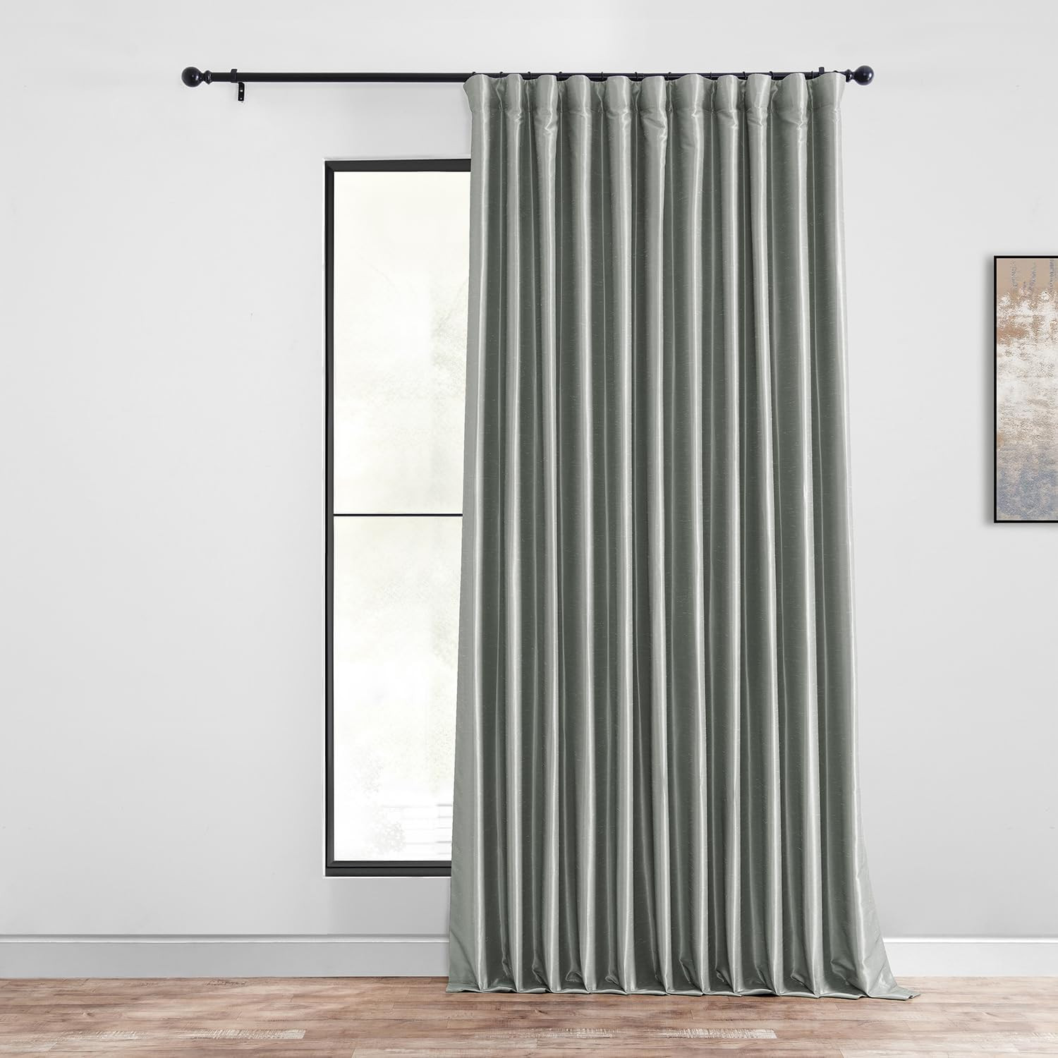 Extra Wide Faux Silk Blackout Curtains 108 Inches Long for Bedroom & Living Room