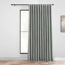 Extra Wide Faux Silk Blackout Curtains 108 Inches Long for Bedroom & Living Room