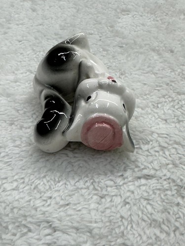 Keramik Dame Eichhörnchen Figur grau anthropomorph Japan rosa Hut & Fächer Vintage - Bild 14 von 21