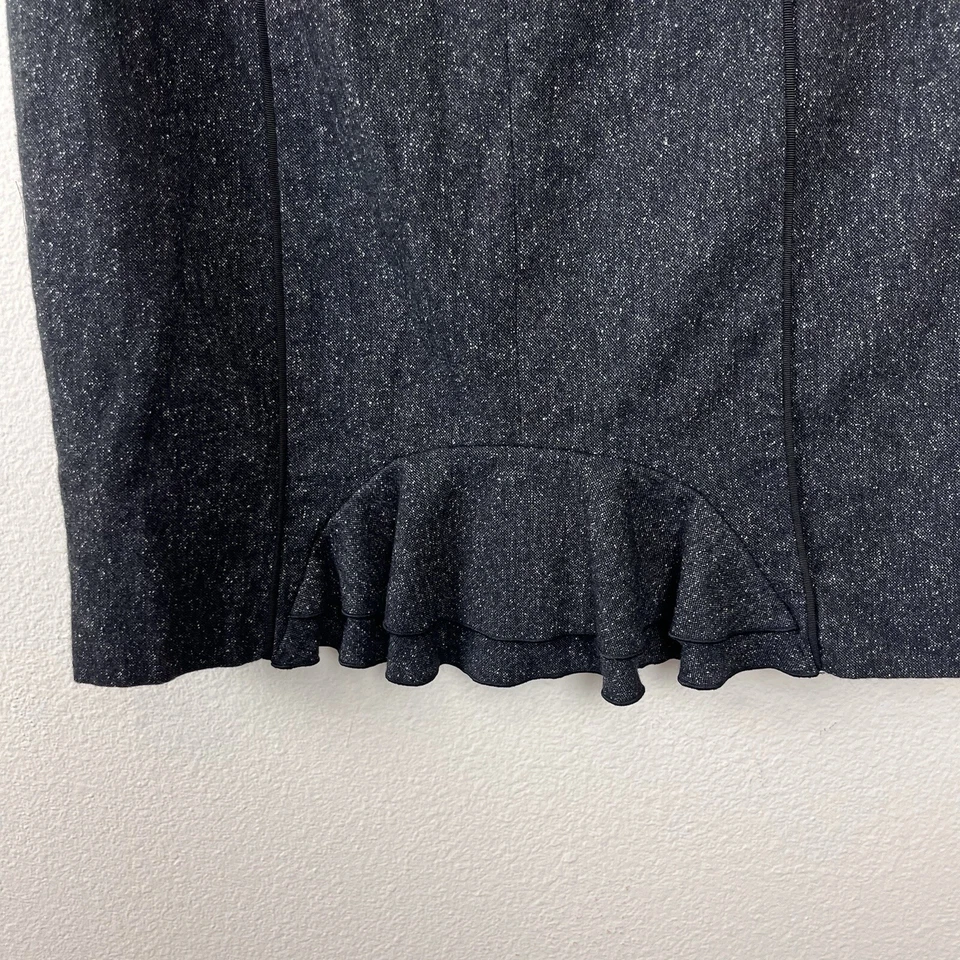 Falda Le Chateau Mujer Seis Lana Mezcla Seda Tweed Oficina Corporativa Lápiz Gris Foto 3 de 4