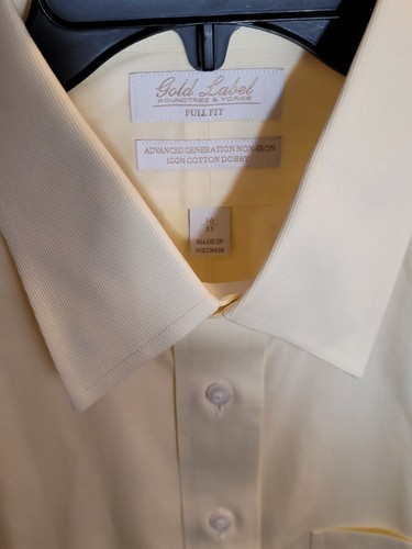 Roundtree & Yorke Gold Label Men’s Dress Shirt YELLOW Point Collar 16 / 33 NWT - Picture 5 of 5