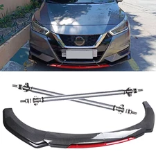Front Bumper Lip Spoiler Splitter Strut Rods Carbon Fiber For Nissan Maxima