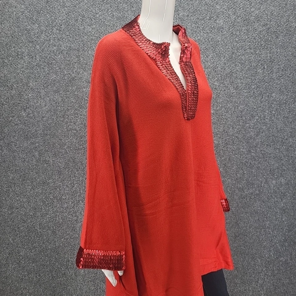 Suéter Pullover Antthony Original Mujer Lentejuelas Frontales Talla Única Rojo Relxed Top Foto 4 de 4