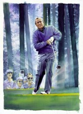Watercolor painting of Arnold Palmer—classic golfer, original, 18