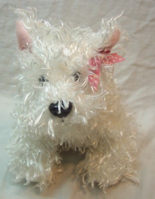 Ganz Webkinz FUZZY WHITE TERRIER PUPPY DOG W/ PINK BOW 8