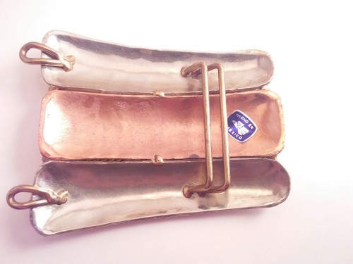 Vintage Hecho En Mexico Nickel silver Copper Huge South Western Belt Buckle - Picture 6 of 12