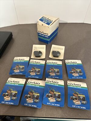 NOS Vintage Dymo Labeling Tape 3/8 x144  Green 7291-05 Case Of 10 Cassettes 1971