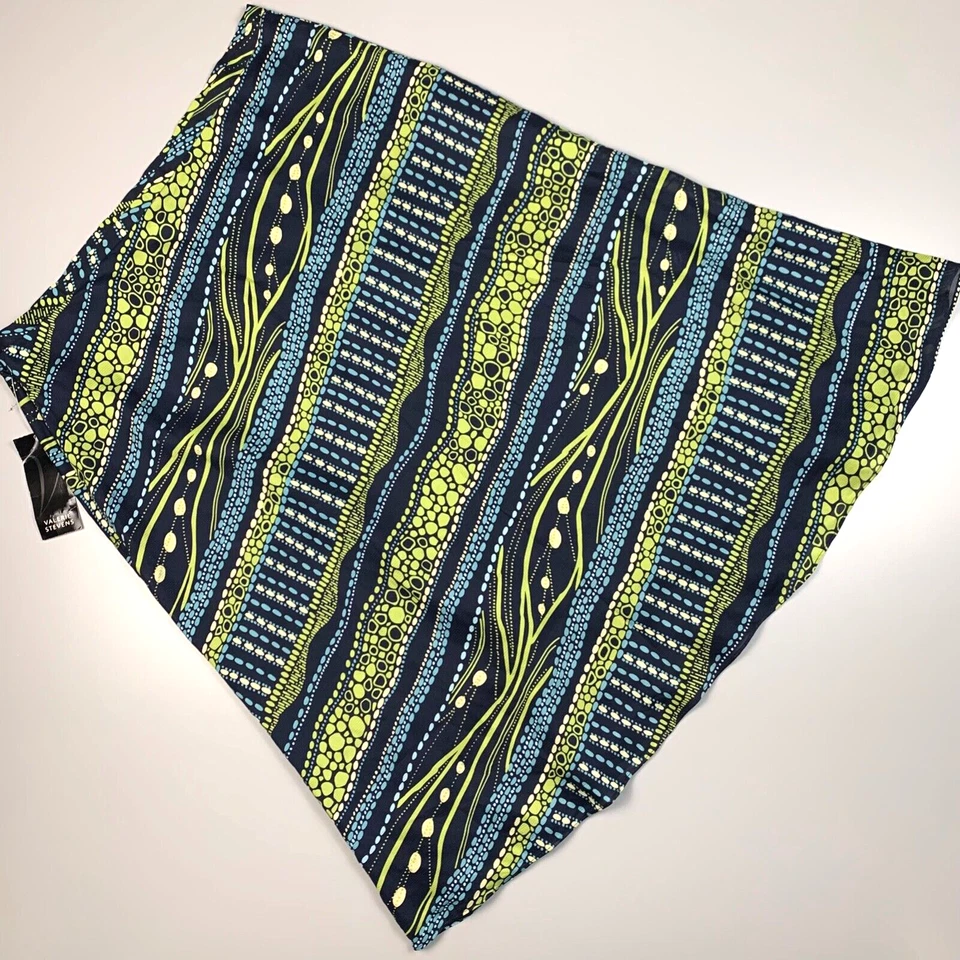 Falda para mujer Valerie Stevens 14 estampado de seda verde azul marino forrada midi Foto 4 de 4