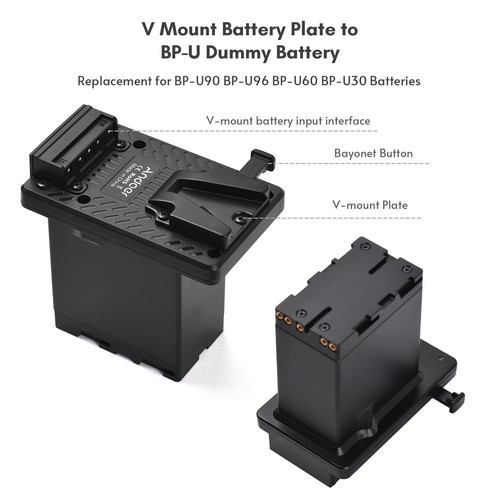 Andoer V-Lock V Mount Battery Plate to BP-U Dummy Battery Adapter for BP-U90 New - Picture 4 of 7