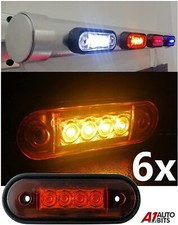 Luce Marker Led Ambra Curva Facile X6 Per Camion Furgone Bar NO CUT OUT 12-24V
