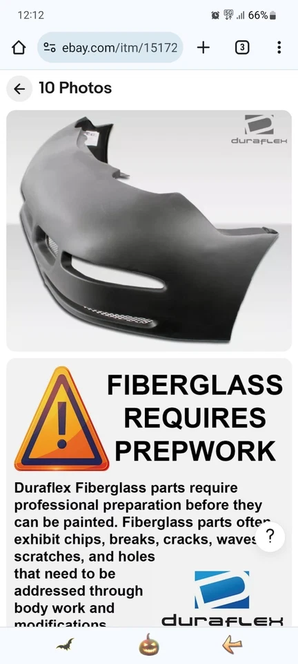 C5 TS Concept Front Bumper Cover 1 Piece fits Chevrolet Corvette 97-04 Dura - Image 2 of 2