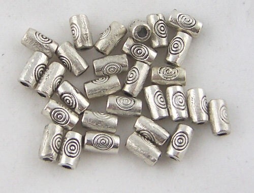 Tibetan Silver Spacer Beads Small Circle Patterned Tube Shape 5mm x 3mm 100pcs - Picture 1 of 4