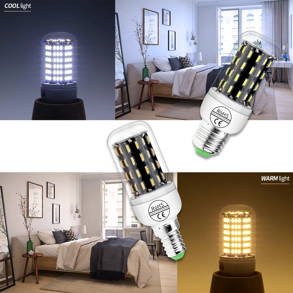 E12 E14 E26 E27 B22 LED Corn Light Bulbs 12W - 35W White Lamp 4014 SMD 110V 220V - Image 2 of 4