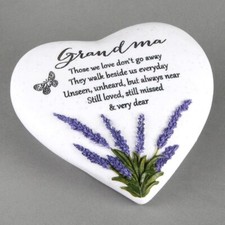 Image of Grandma Graveside Thoughts of You Lavender Heart Stone | Memorial Plaque