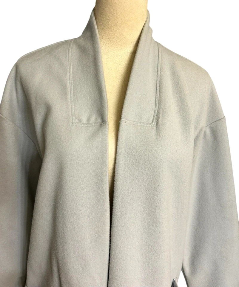 Leith Gray Long-Line Open Trench Coat Pocket Style Long Cardigan Jacket Sz S - Image 2 of 4