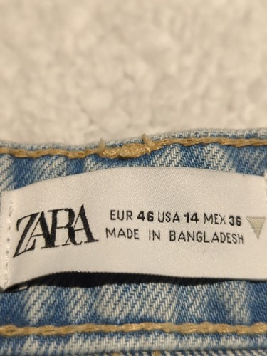 Zara Denim Shirt Shorts Sz 14 Zip Up Blue Raw Hem Distressed - Picture 4 of 11