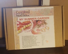 Curated Bead Box  "My Summer Garden" NIB, opened Jewelry kit. Pink orange glass