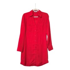 EUC Women's Express Portofino Mini Boyfriend Shirt Dress Size S Red
