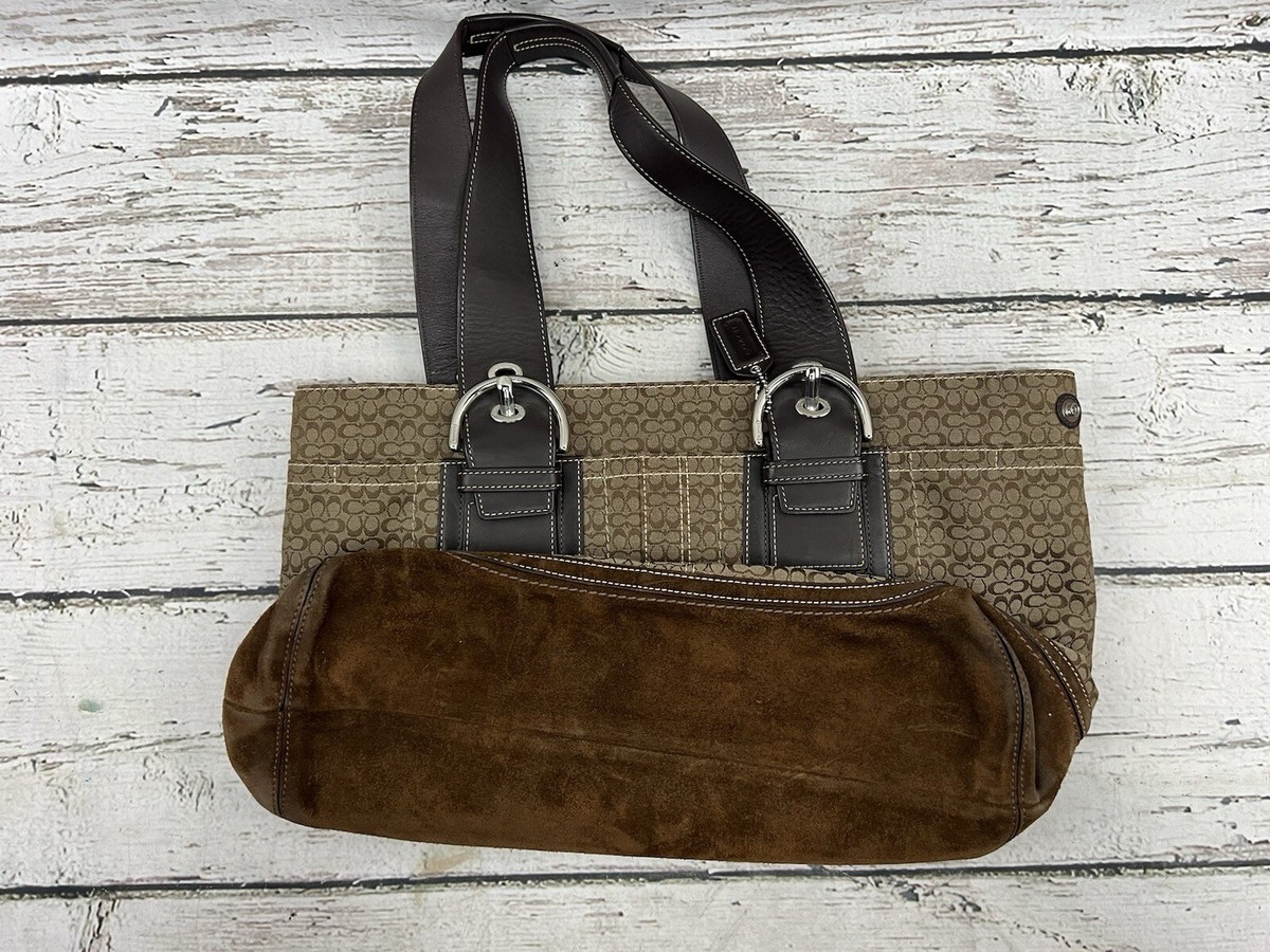 VTG Coach Jacquard Soho Signature Brown Suede Shoulder Bag VTG Coach Jacquard Soho Signature Brown Suede Shoulder Bag