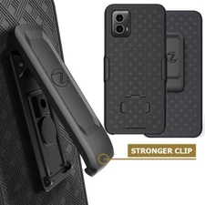 for Motorola Moto G Power (2024) 5G Holster Case Slim Fit Tough Belt Clip BLACK
