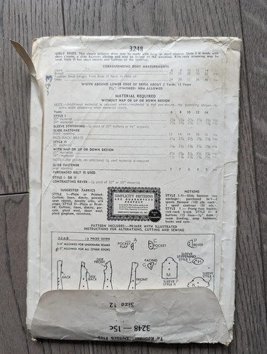 Simplicity 3248 | Bust 30 | Girl's Dress | Vintage 1930s Sewing Pattern - Picture 2 of 2
