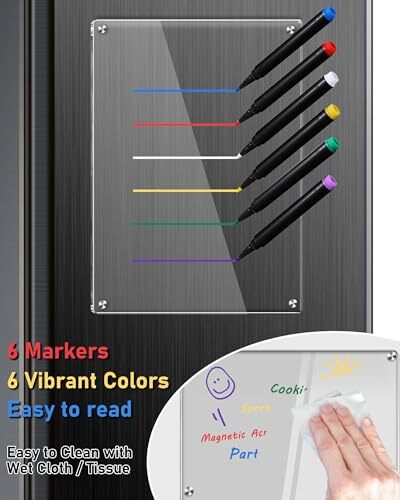 Clear Acrylic Magnetic Dry Erase Board for 12”x8" Transparent Memo - Picture 6 of 7