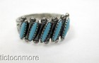 VINTAGE BELL TRADING ZUNI INDIAN NEEDLEPOINT TURQUOISE MAIZE RING STERLING — photo 1