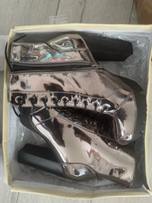 Silver grey platform high heel boots uk size 6