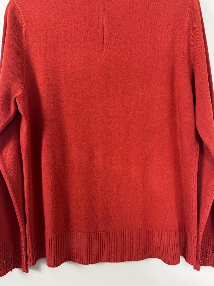Suéter vintage Covington para mujer en L rojo súper acogedor difuso suave cuello con cuentas Foto 4 de 4