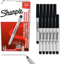Sharpie Permanent Markers, Ultra Fine Tip, Black, 12 Count - Quick Drying, Fade