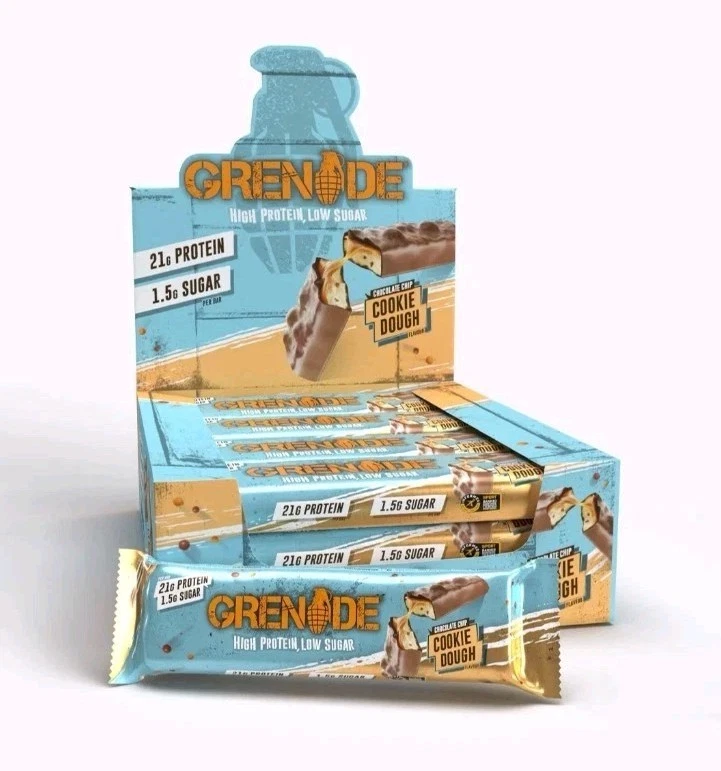 Grenade High Protein Low Sugar Bar - Chocolate Chip Cookie Dough 12 x 60 g