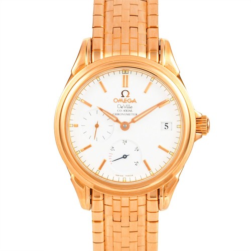 Omega De Ville Co-Axial White Dial Solid Gold K18RG 750 200.5g...