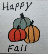 Whimsical Canvas Painting Happy Fall Pumpkins – 12x12 Original Impressionist GAT