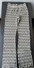Christian Lacroix Y2K Geometric Knit Pants S Olive Cream Boho Chevron Wide Leg