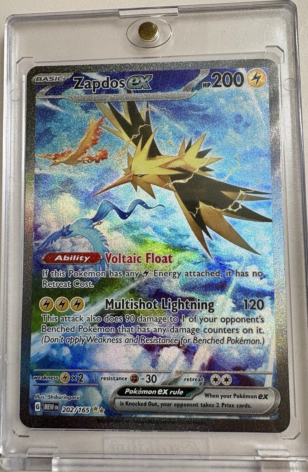 Pokémon TCG Zapdos EX 202/165 Scarlet & Violet 151 Near Mint