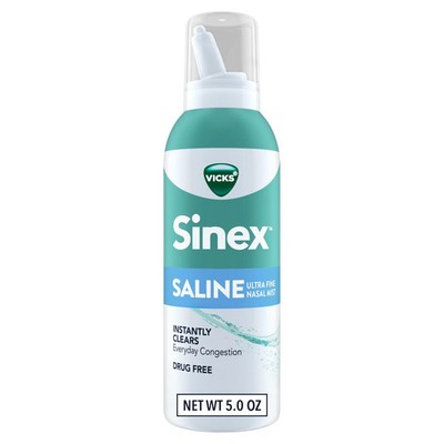 Vicks Sinex Saline Nasal Spray, Drug Free Ultra Fine Mist 5.0 fl oz *EXP 10/27*