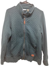 LL Bean Women's Quilted Full-Zip Sweatshirt Cotton Blend Classic Ocean Teal L