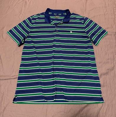 IZOD GOLF Short Sleeve Polo Shirt Men s XXL Striped Stretch Blue Green