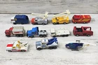 Vintage 70-80s Matchbox Vehicle Car Lot Of 11 Utility Truck Garbage Semi Tow
