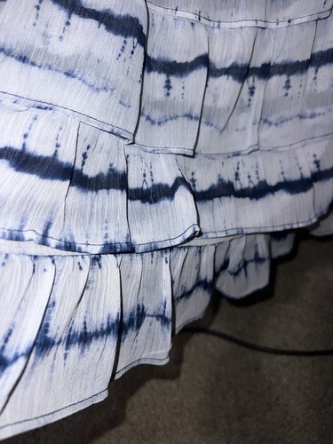 Minifalda Vestido Azul Tie Dye Mujer Talla Mediana 1.STATE Cintura Calada en Niveles - Imagen 11 de 15